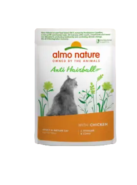 Almo Nature Влажный корм для взрослых кошек для выведения шерсти с курицей в соусе (пауч)