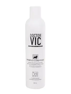 Купить doctor vic шампунь-кондиционер с кератином и провитамином b5 для длинношерстных собак