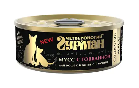 Купить Четвероногий Гурман golden line консервы для кошек и котят Мусс с говядиной