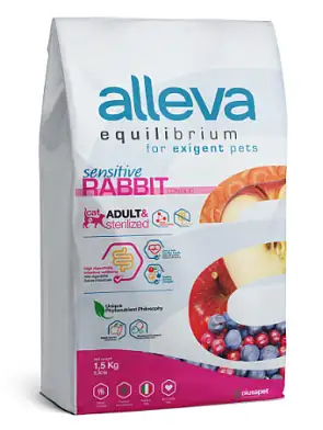 Alleva Equilibrium Adult Cat Sensitive Rabbit сухой корм для взрослых кошек с чувствительным пищеварением кролик